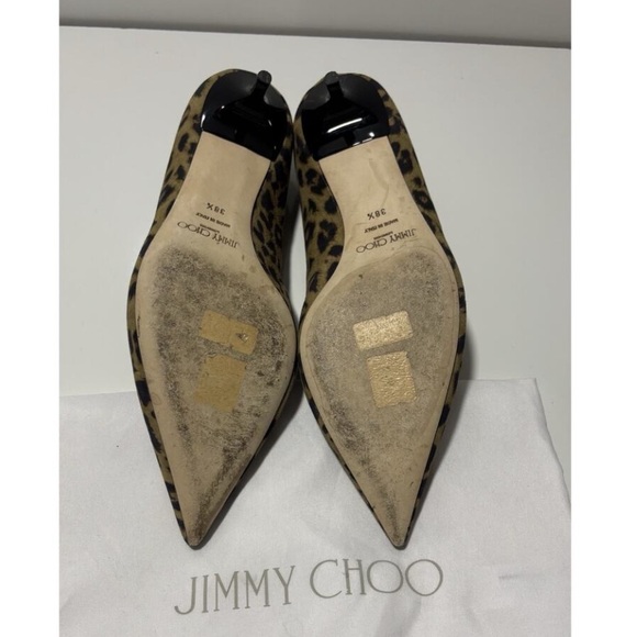 Jimmy Choo Leopard Print Kitten Heel Pumps Shoes Suede Sz 38.5 - Picture 4 of 8